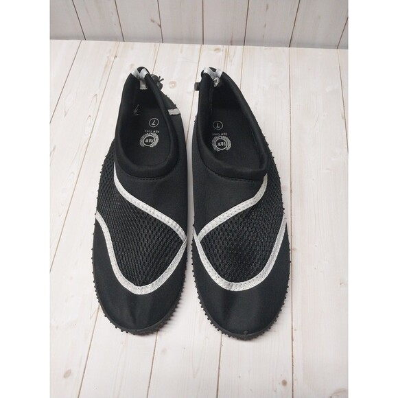 P&W New York Shoes - Women Size 7 Black White Water Shoes Mesh Drawstring Swim Beach NWOT PW New York